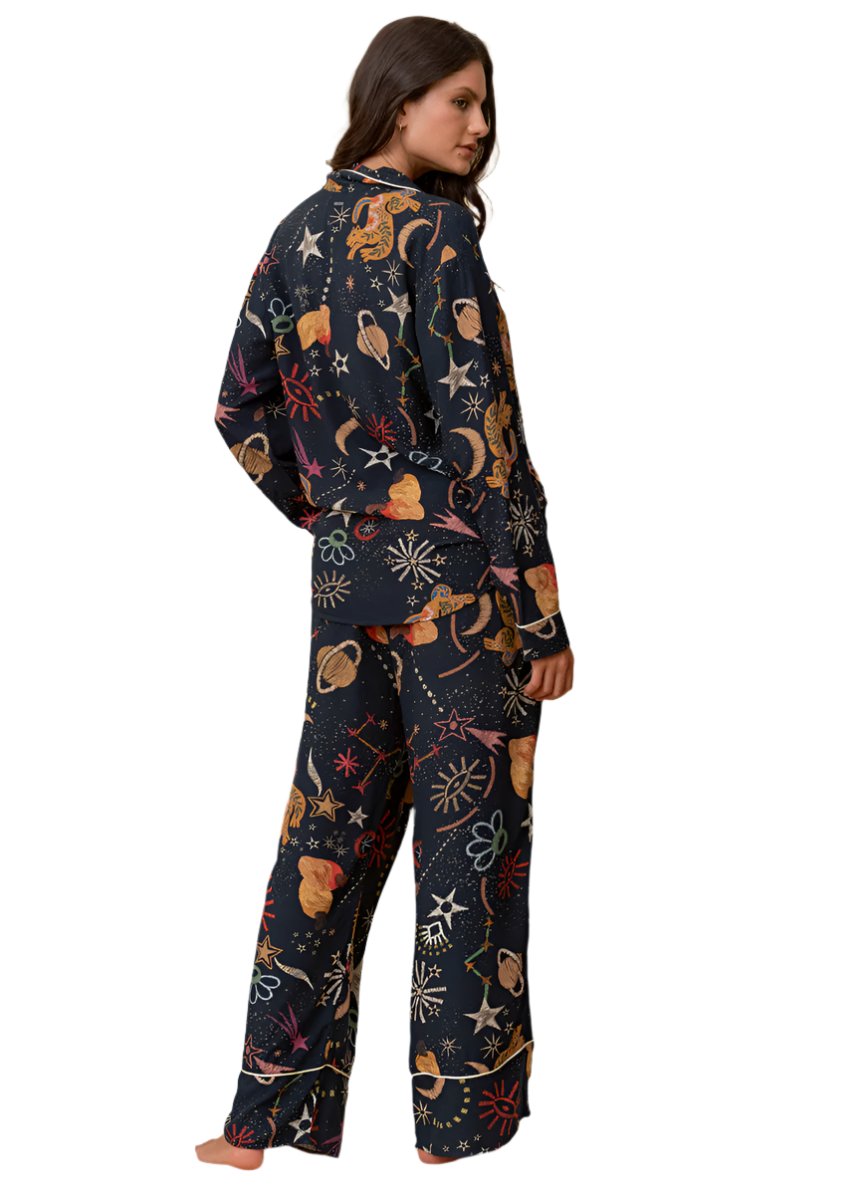 Maaji Night Jaguar Dandelion Long Sleeve Pant Set