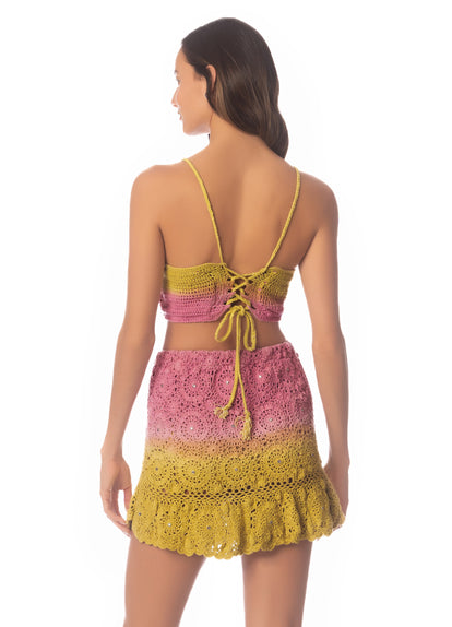 Maaji crochet fashion floral mini halter dress