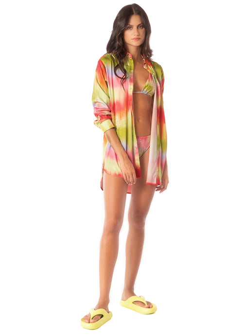 Main image -  Maaji Lime Ombré Shibori Long Shirt