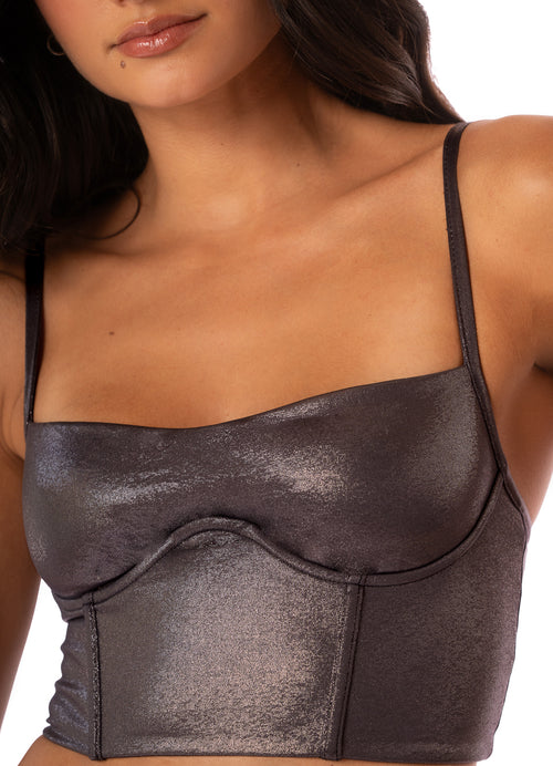 Hover image -  Maaji Shimery Grey Melfi Crop Top