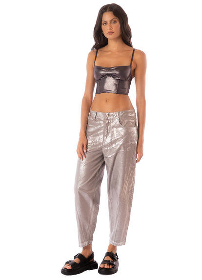  Maaji Shimery Grey Melfi Crop Top