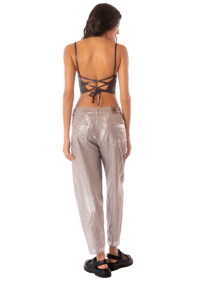 Thumbnail - Maaji Shimery Grey Melfi Crop Top - 2