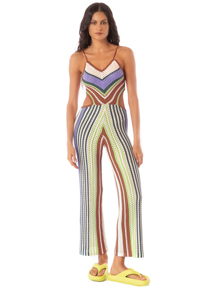  Maaji Roman Stripe Leave Jumpsuit