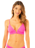 Maaji Coral Lava Criss Cross Long Line Triangle Bikini Top - MD / Pink