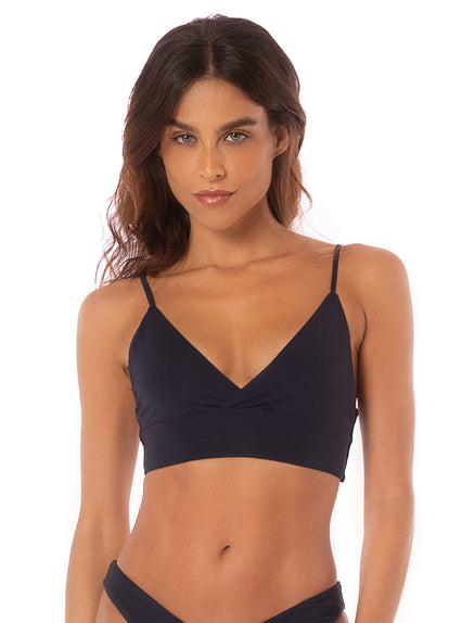 Thumbnail - Maaji Blue Deep Criss Cross Triangle Long Line Bikini Top - 3