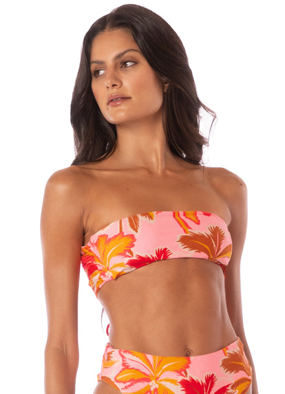  Maaji Apple Red Nomad Strapless Bandeau Bikini Top