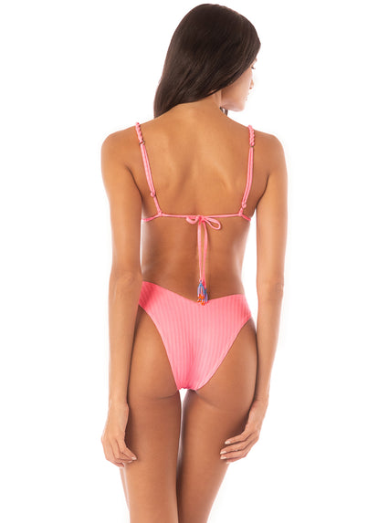 Thumbnail - Maaji Taffy Pink Upbraid Sliding Triangle Bikini Top - 4