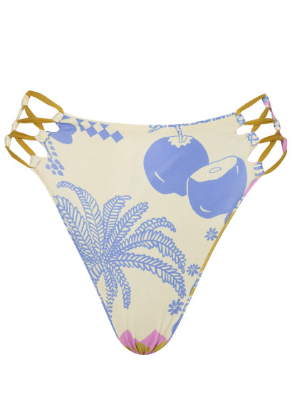 Thumbnail - Maaji Periwinkle Palms Applauses High Rise Lace Up Bikini Bottom - 10