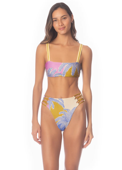 Thumbnail - Maaji Periwinkle Palms Applauses High Rise Lace Up Bikini Bottom - 2