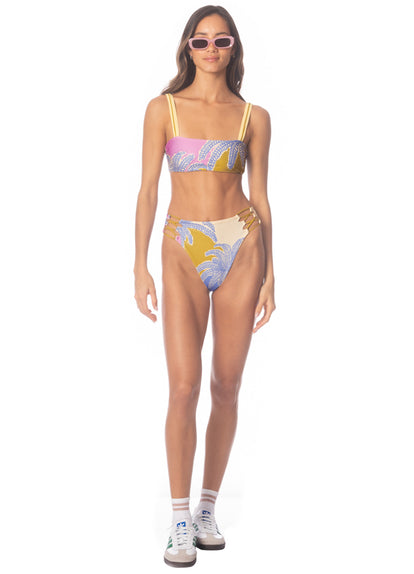 Thumbnail - Maaji Periwinkle Palms Applauses High Rise Lace Up Bikini Bottom - 8