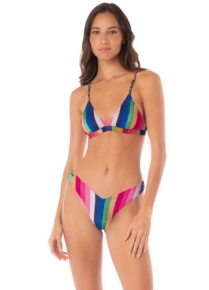 Thumbnail - Maaji Candy Stripes Rasha Fixed Triangle Bikini Top - 1