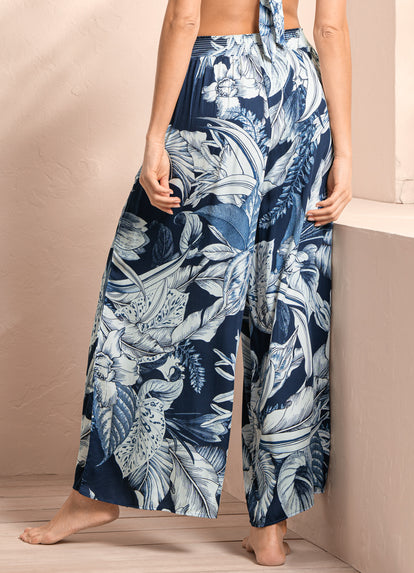 From Sunrise Teal Floral Print Wide-Leg Jumpsuit