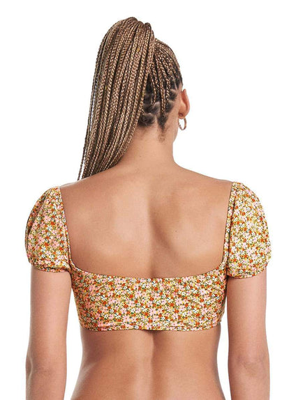  Maaji Cheery Blossom Kauai Puff Sleeve Bikini Top