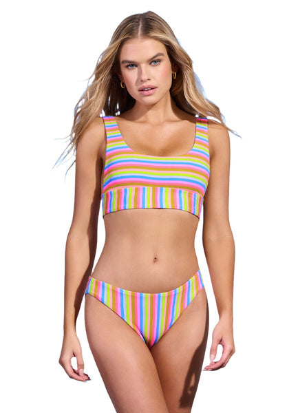 Rainbow Striped Bikini Top