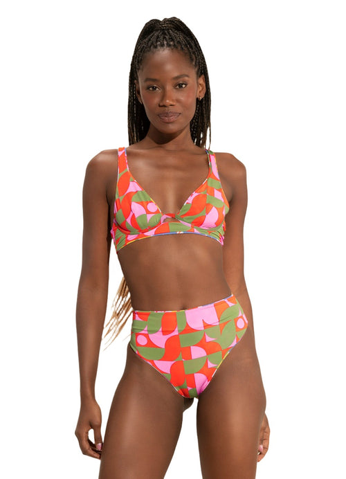 Hover image -  Maaji Pristine Flower Suzy Q High Rise/High Leg Bikini Bottom