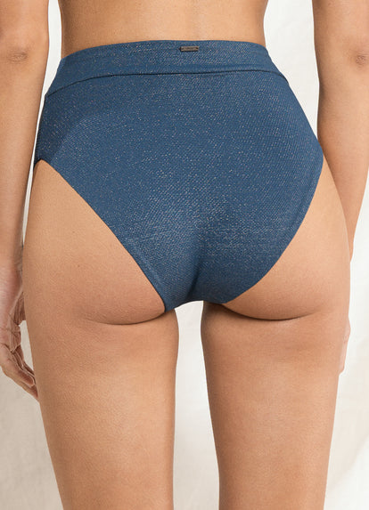 Maaji Pool Blue Suzy Q High Rise/High Leg Bikini Bottom