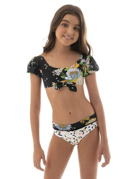 Main image -  Maaji Black Bouquete Nights Girls Bikini Set-Maaji-02,04,06,08,10,12,14,16,_tab_sizechartgirls,BIKINI SET,Black,CARDAMOM SPRITZER,GIRLS,GIRLS BIKINI SET,GIRLS SWIMWEAR,GIRLS SWIMWEAR TWO PIECE 80% POLYAMIDE 20% SPANDEX  KNIT,KIDS,MatchOutfit,REVERSIBLE,SPRING 2022