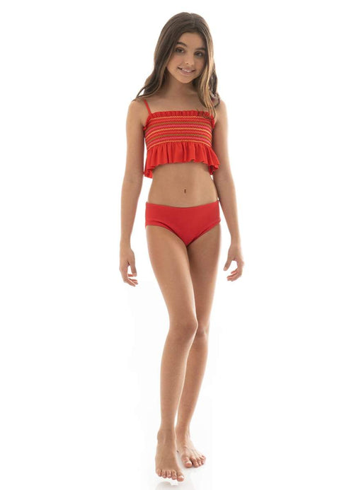 Alternative image -  Maaji Red Camelia Fiesta Girls Bikini Set-Maaji-02,04,06,08,10,12,14,16,_tab_sizechartgirls,BIKINI SET,GIRLS,GIRLS BIKINI SET,GIRLS SWIMWEAR,GIRLS SWIMWEAR TWO PIECE 84% POLYAMIDE 16% SPANDEX KNIT,KIDS,Red,REVERSIBLE,SPRING 2022,TROPI-COOL POOL